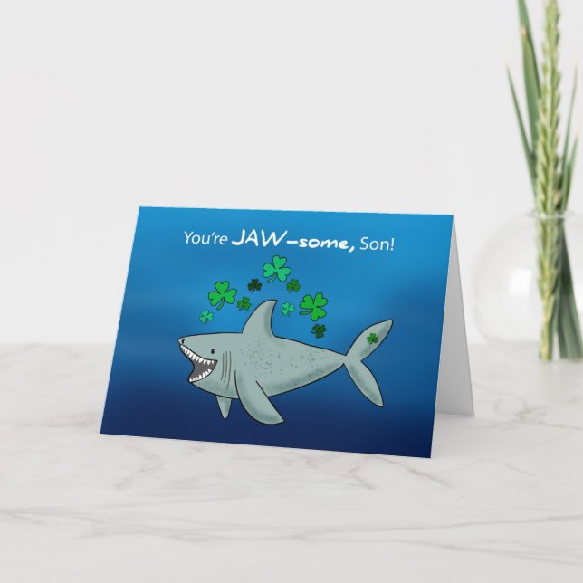Carte Le requin Jour de la Saint Patrick avec les Shamro (Devant)