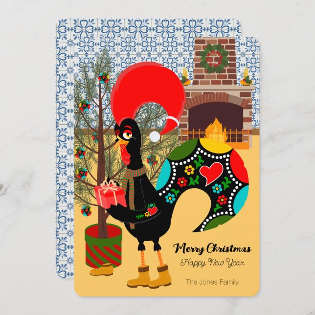 Carte Le Rooster Portugais et la joie de donner (Devant / Derrière)