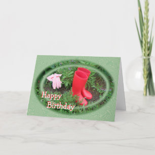 Carte Le rouge de jardinage initialise l'anniversaire ou