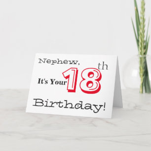 Carte Le salut de 18ème anniversaire de Nephew en rouge