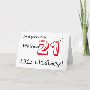 Carte Le salut de 21ème anniversaire de Nephew en rouge