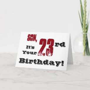 Carte Le salut de 23e anniversaire de son fils en noir,