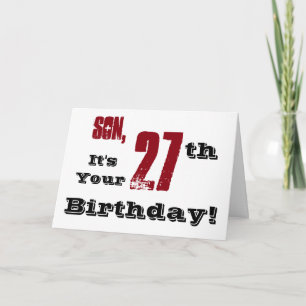 Carte Le salut de 27e anniversaire de son fils en noir,