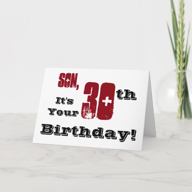 Carte Le salut de 30e anniversaire de son fils en noir,  (Devant)