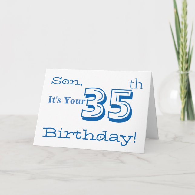 Carte Le salut de 35e anniversaire de son fils en bleu e (Devant)