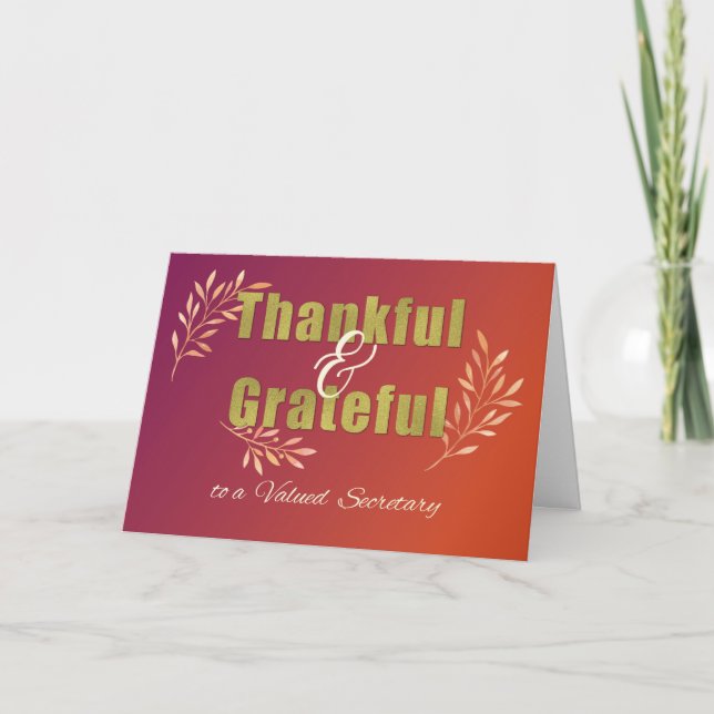 Carte Le secrétaire d'affaires Grateful à Thanksgiving (Devant)