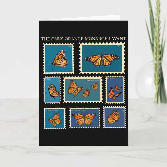 Carte Le seul papillon Monarque orange que je veux timbr (Devant)