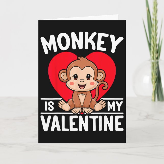 Carte Le singe est mon cœur de la Saint-Valentin Singe m (Devant)