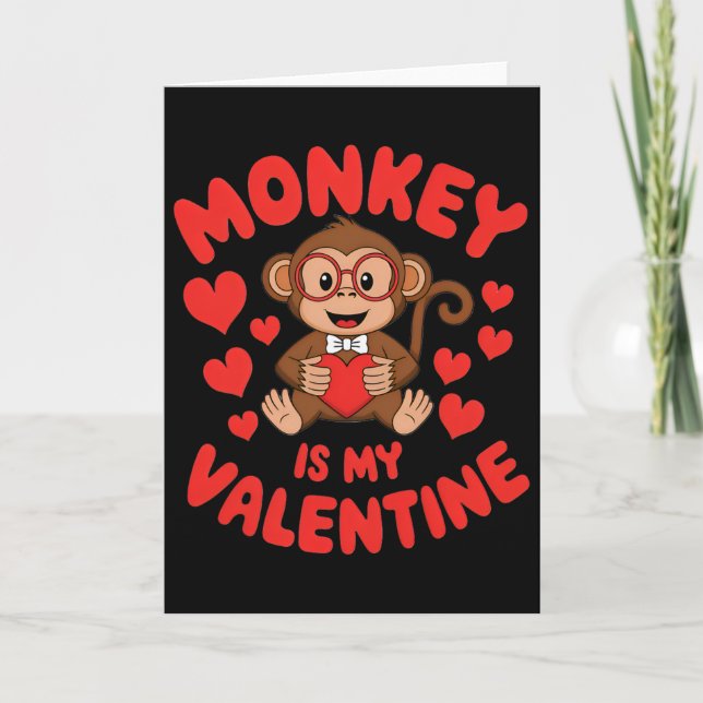 Carte Le singe est mon Valentin Mignon singe de la Saint (Devant)