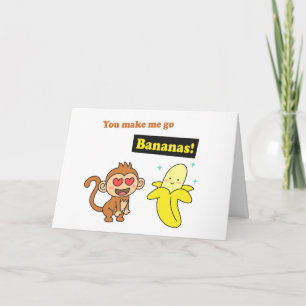 Carte Le singe vont des bananes, humour mignon d'amour