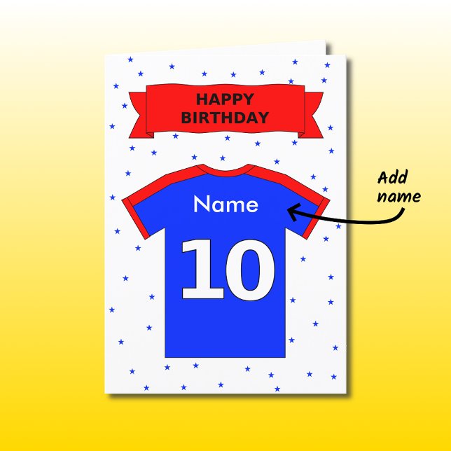 Carte le T-shirt bleu rouge du 10ème anniversaire (Créateur téléchargé)