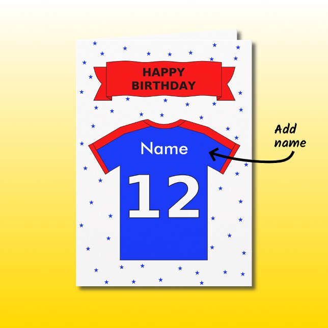 Carte le T-shirt bleu rouge du 12ème anniversaire (Créateur téléchargé)