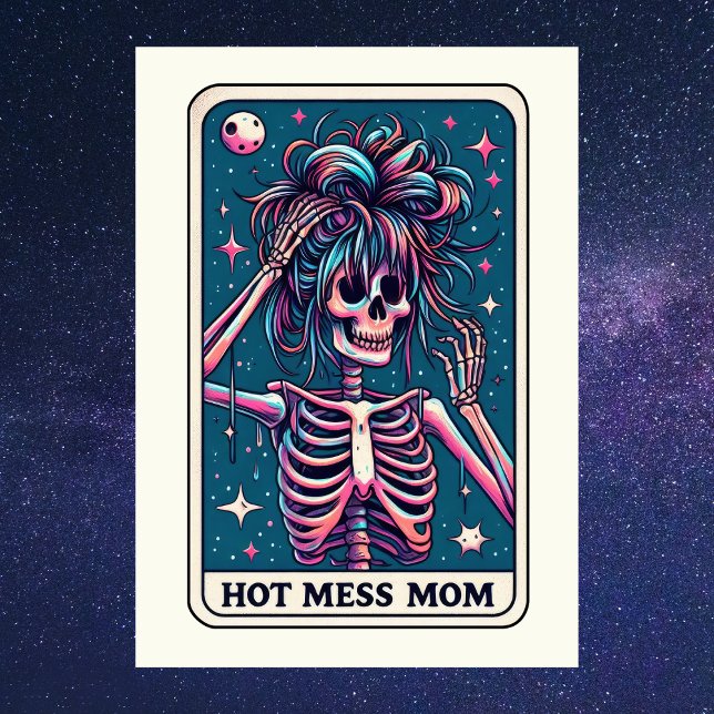Carte Le Tarot de la Mère Chaotique de la Fête des Mères (The Hot Mess Tarot Mother's Day Skeleton Card)