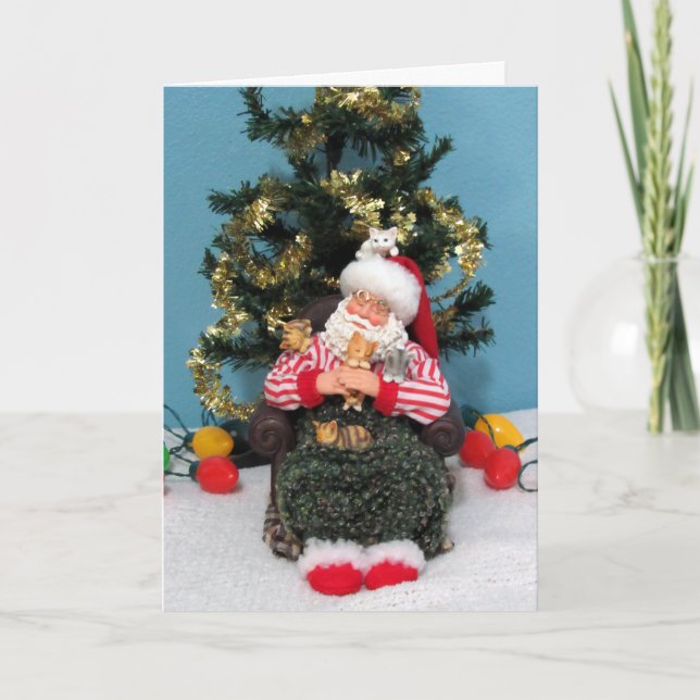 Carte Le temps de la sieste de Santa avec les chatons (Devant)