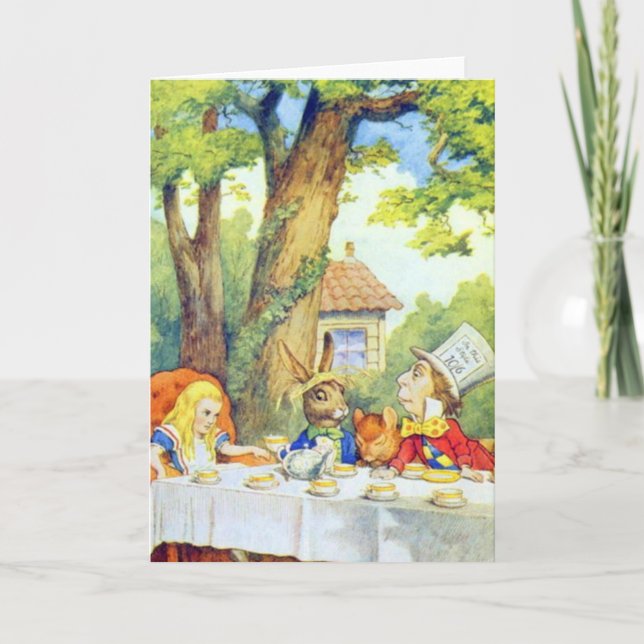 Carte Le thé fou de chapeliers polychrome (Devant)