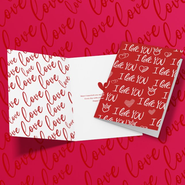 Carte Le thème de Valentine Rouge Blanc Je t'aime Motif (Créateur téléchargé)