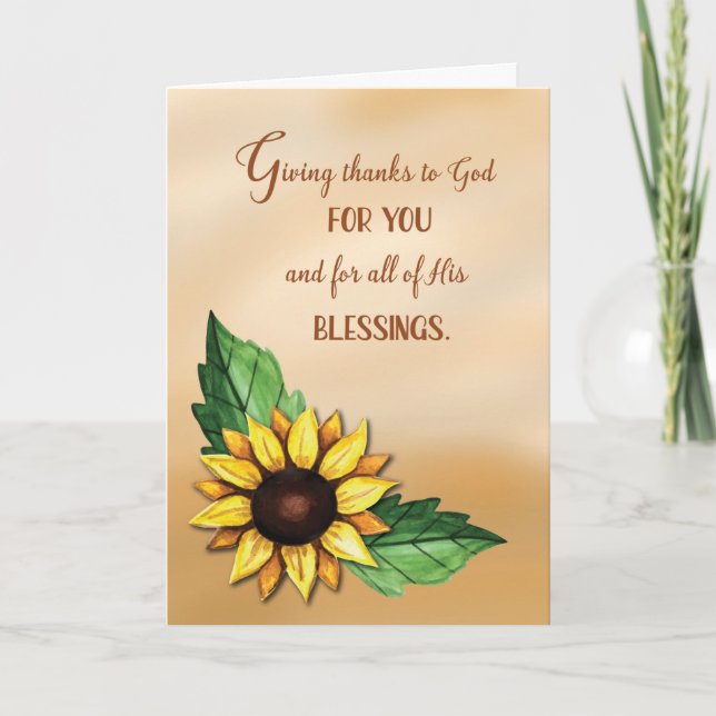 Carte Le tournesol de Thanksgiving religieux remercie (Devant)