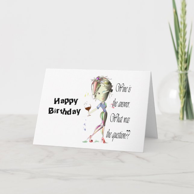 Carte Le vin est la question drôle Vin disant des cadeau (Devant)