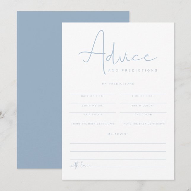 Carte LEAH Vibrant Blue Baby Advice and Prediction (Devant / Derrière)