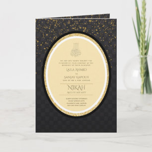 Carte LeahG Black Gold Islam Mariage invite