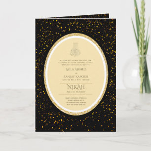 Carte LeahG Black Gold Islam Mariage invite