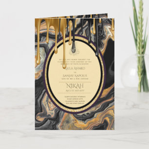 Carte LeahG Black Gold Islam Mariage invite