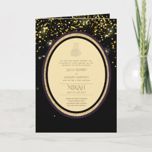 Carte LeahG Black Gold Islam Mariage invite