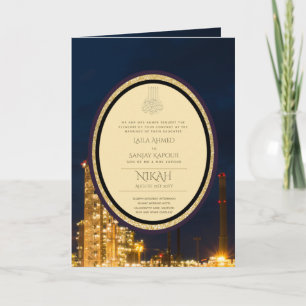 Carte LeahG Blue Islam Mariage invite Nikah