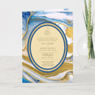 Carte LeahG Blue Islam Mariage invite Nikah