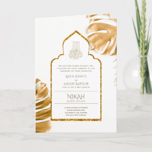 Carte LeahG Gold White Islam Mariage invite