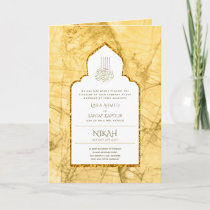 Carte LeahG Gold White Islam Mariage invite
