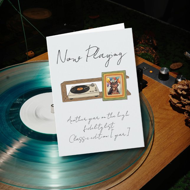 Carte Lecteur de disques vinyles rétro Photo personnalis (Créateur téléchargé)