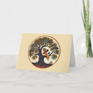 Carte Lecture de la fée dans un chêne