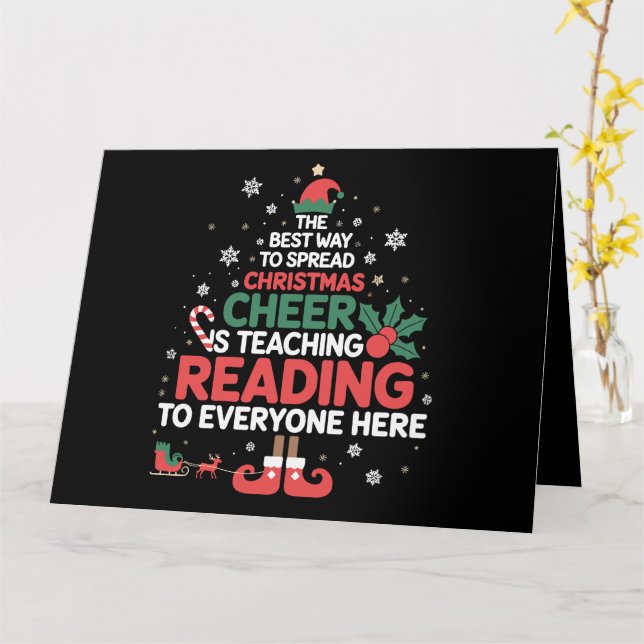 Carte Lecture Enseignant Noël Elf Xmas Cheval (Fleur jaune)