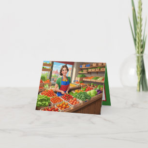 Carte Légumes frais mignons personnalisables 