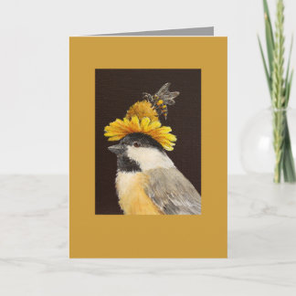 Carte Leila le poulet avec l'abeille et le casquette de 