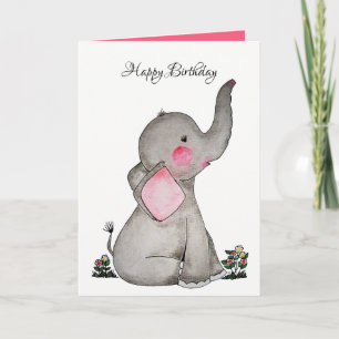 Carte L'éléphant mignon de bébé d'aquarelle avec