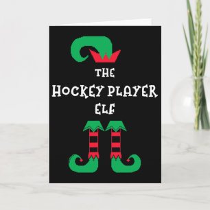 Carte L'Elf Joueur de Hockey Noël Hockey sur Glace Xmas