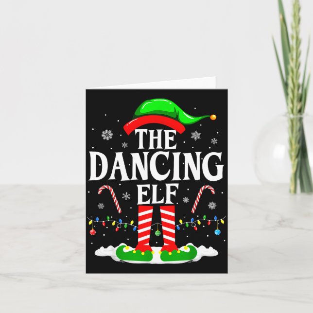 Carte L'elfe dansant Xmas drôle de groupe de corresponda (Devant)