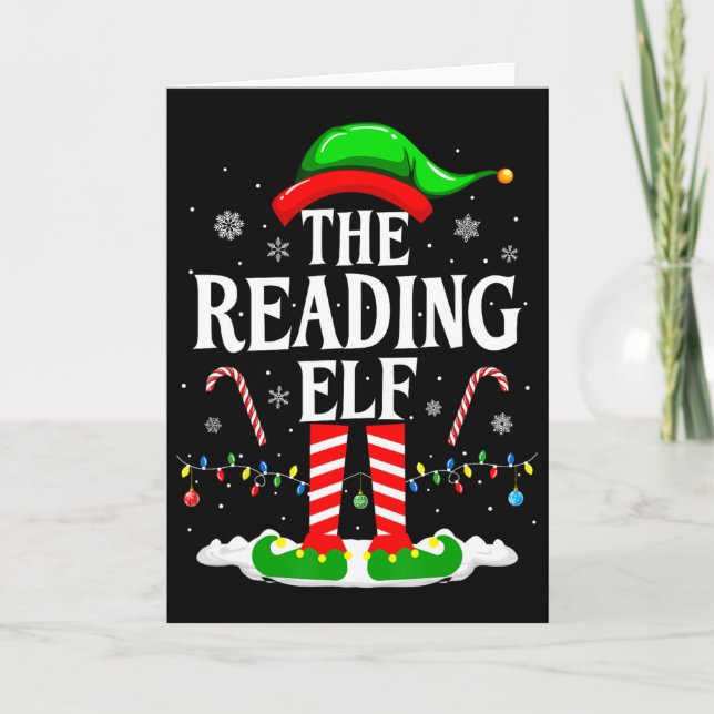 Carte L'elfe de lecture Xmas livre drôle amateur de Noël (Devant)