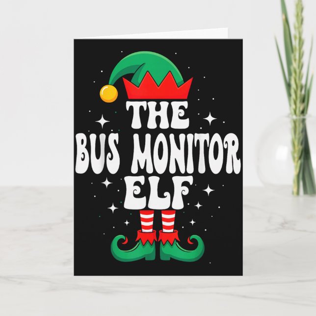 Carte L'elfe surveillant de bus Noël drôle correspondant (Devant)