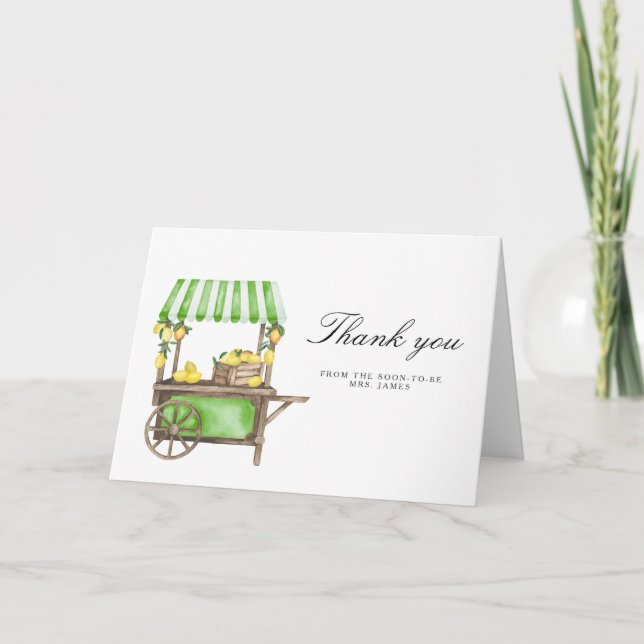 Carte Lemon Citrus - bridal shower thank you card (Devant)