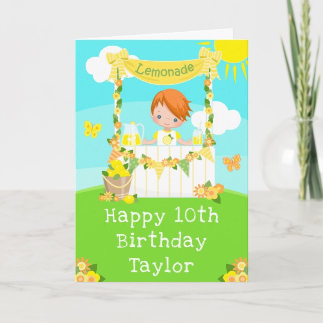 Carte Lemonade Red Hair Boy Joyeux anniversaire (Devant)