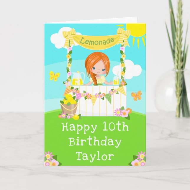 Carte Lemonade Red Hair Girl Joyeux anniversaire (Devant)