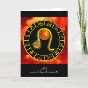 Carte LEO Jaune Topaz & Gold Zodiac Anniversaire