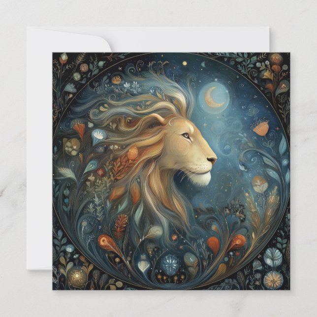 Carte Léo Lion Zodiaque Astrologie Céleste Anniversaire (Devant)