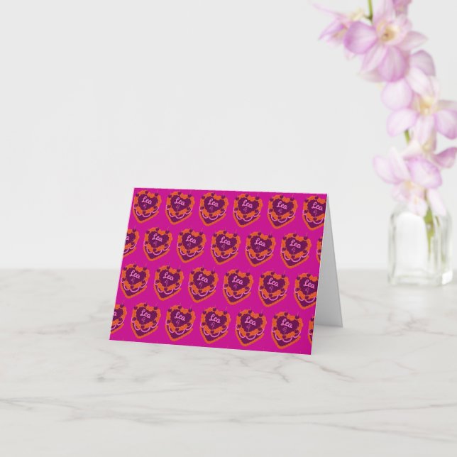 Carte Leo Zodiac Coquette Coeur gâteau d'anniversaire (Orchidée)