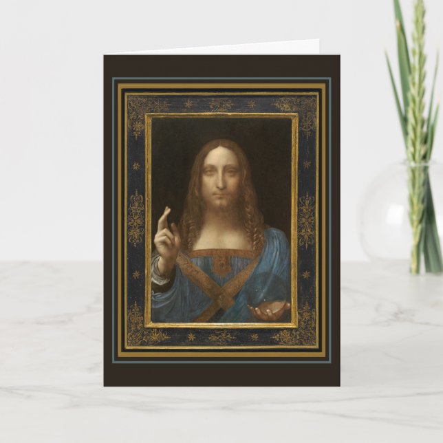 Carte Leonardo da Vinci Salvator Mundi Greeting Card (Devant)