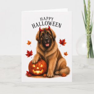 Carte Léonberg Chien Diable d'Halloween