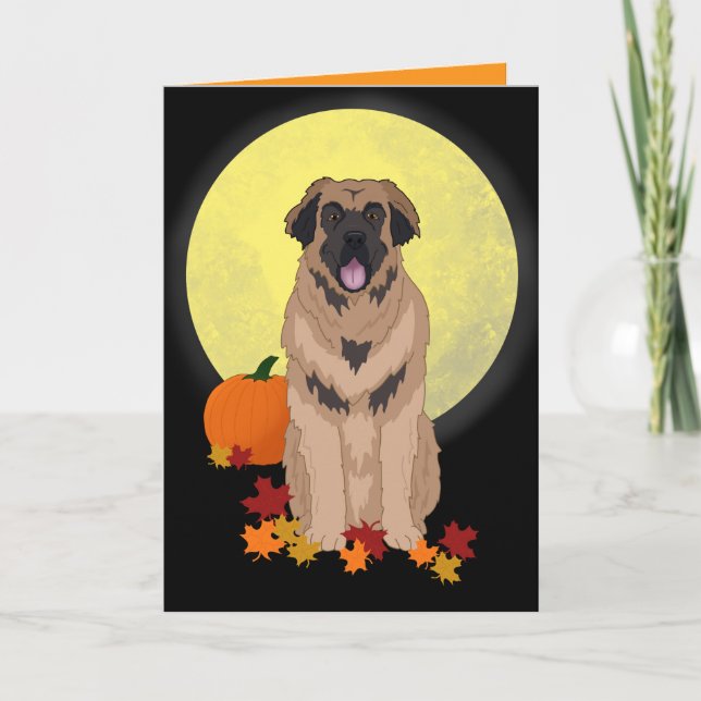 Carte Leonberger Halloween automne (Devant)